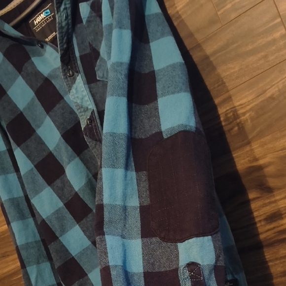 Tony Hawk Skateboarding Blue Flannel Plaid Button Down Jacket Shacket - Picture 6 of 10